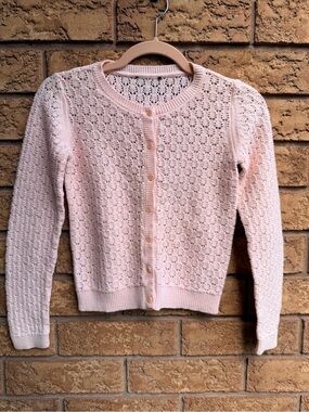 4/$25 • Women’s Baby Pink Pointelle Crew Neck Cardigan